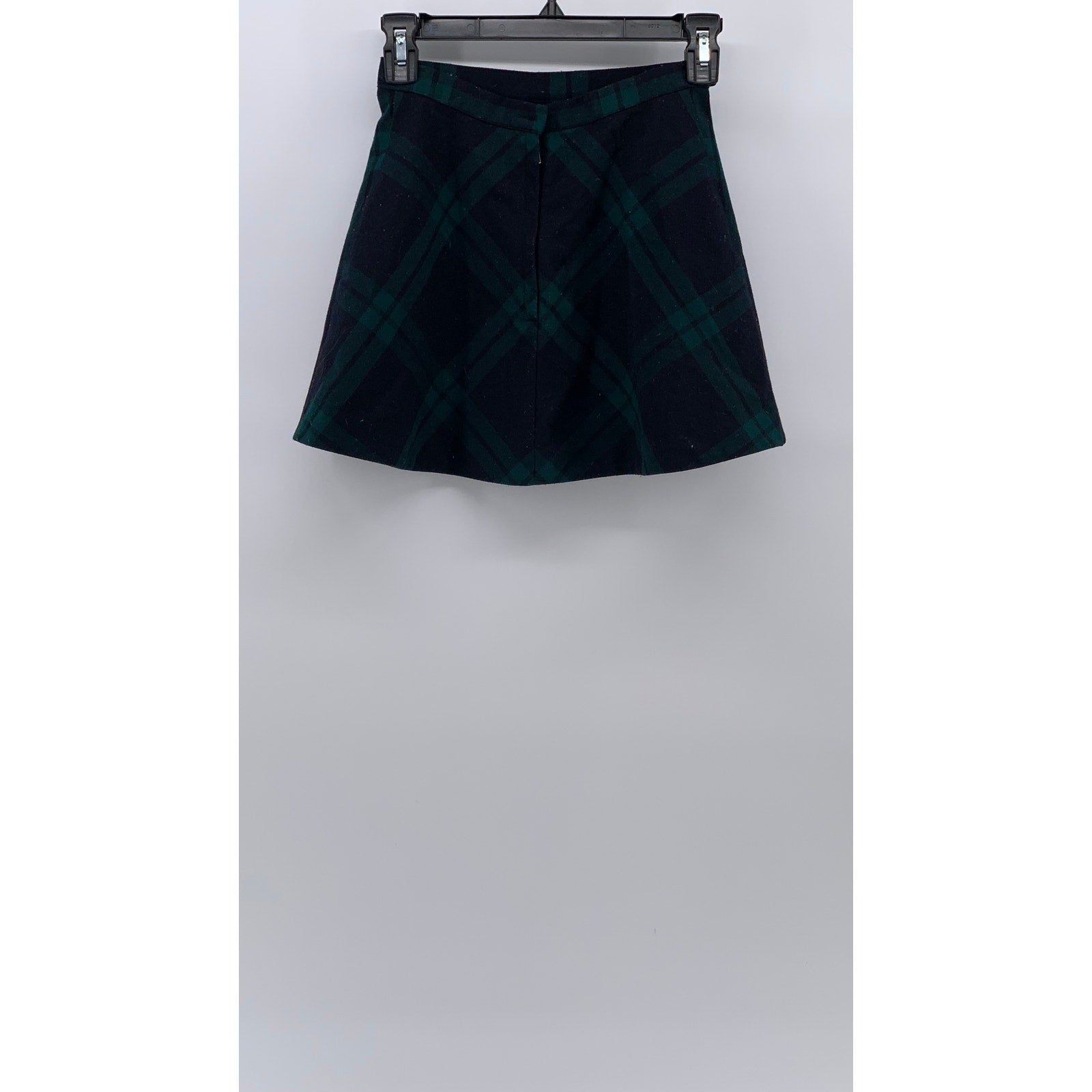 SILENCE & NOISE Women's Black-Green Plaid Pleated A-Line Mini Skirt SZ XS