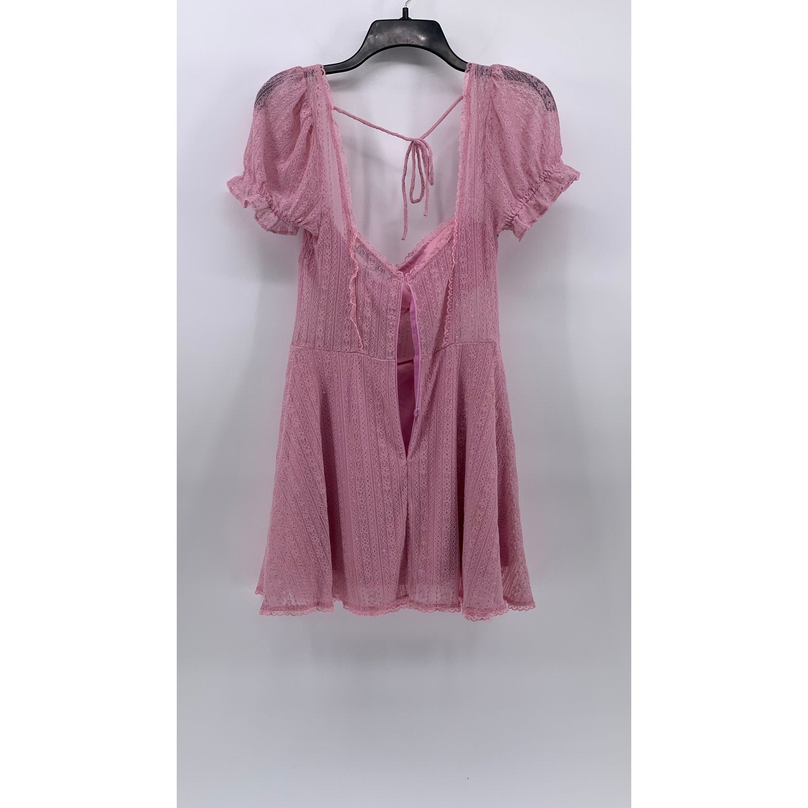URBAN OUTFITTERS Women's Pink Roxie Lace Trim Short Sleeve Mini Dress SZ S