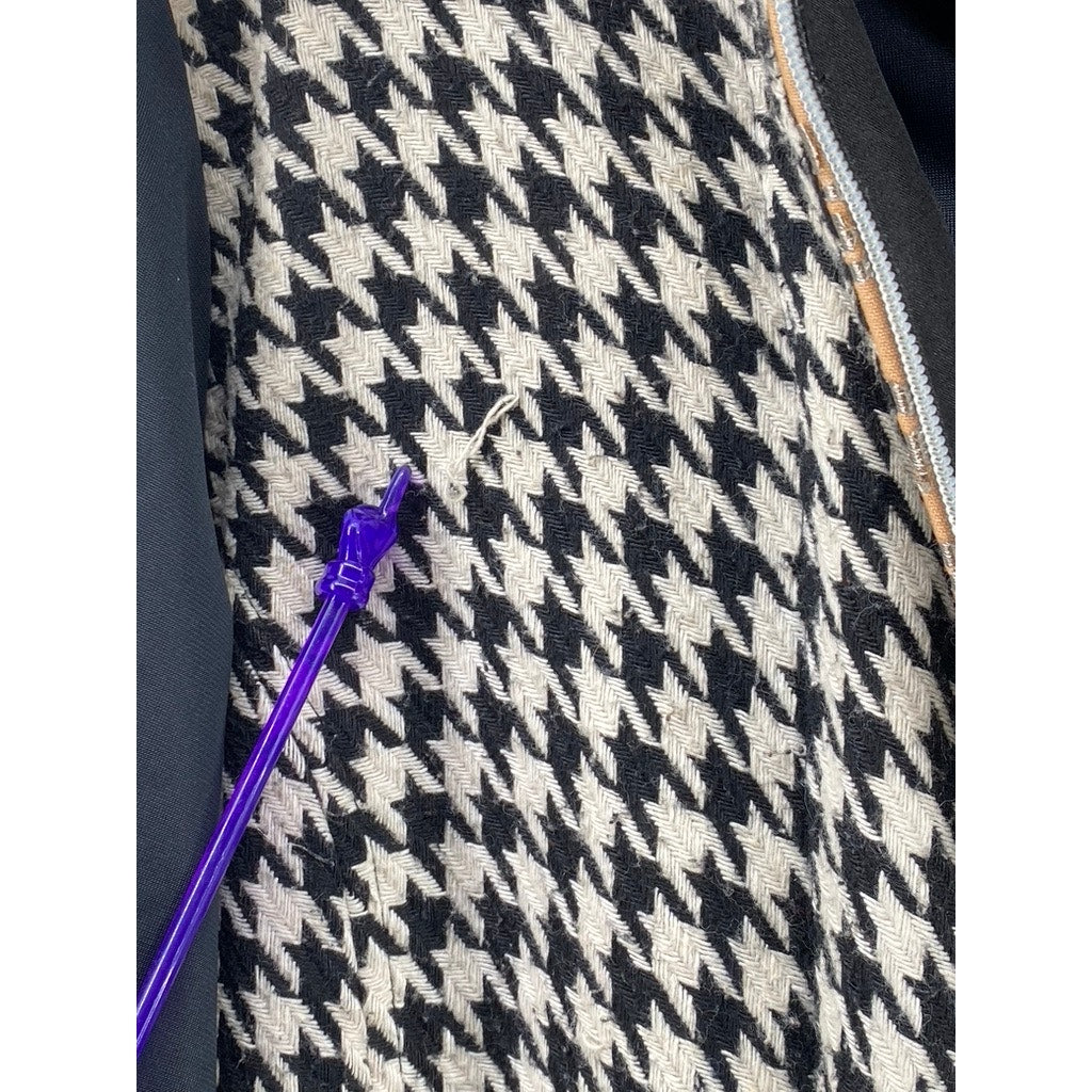 PEPE JEANS Women’s Vintage Black-Beige Hundstooth Double Zip Up Jacket SZ S