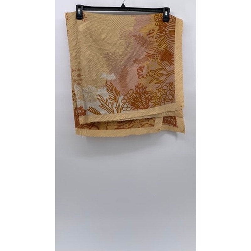 UNBRANDED Women's Tan Floral Textured Scarf