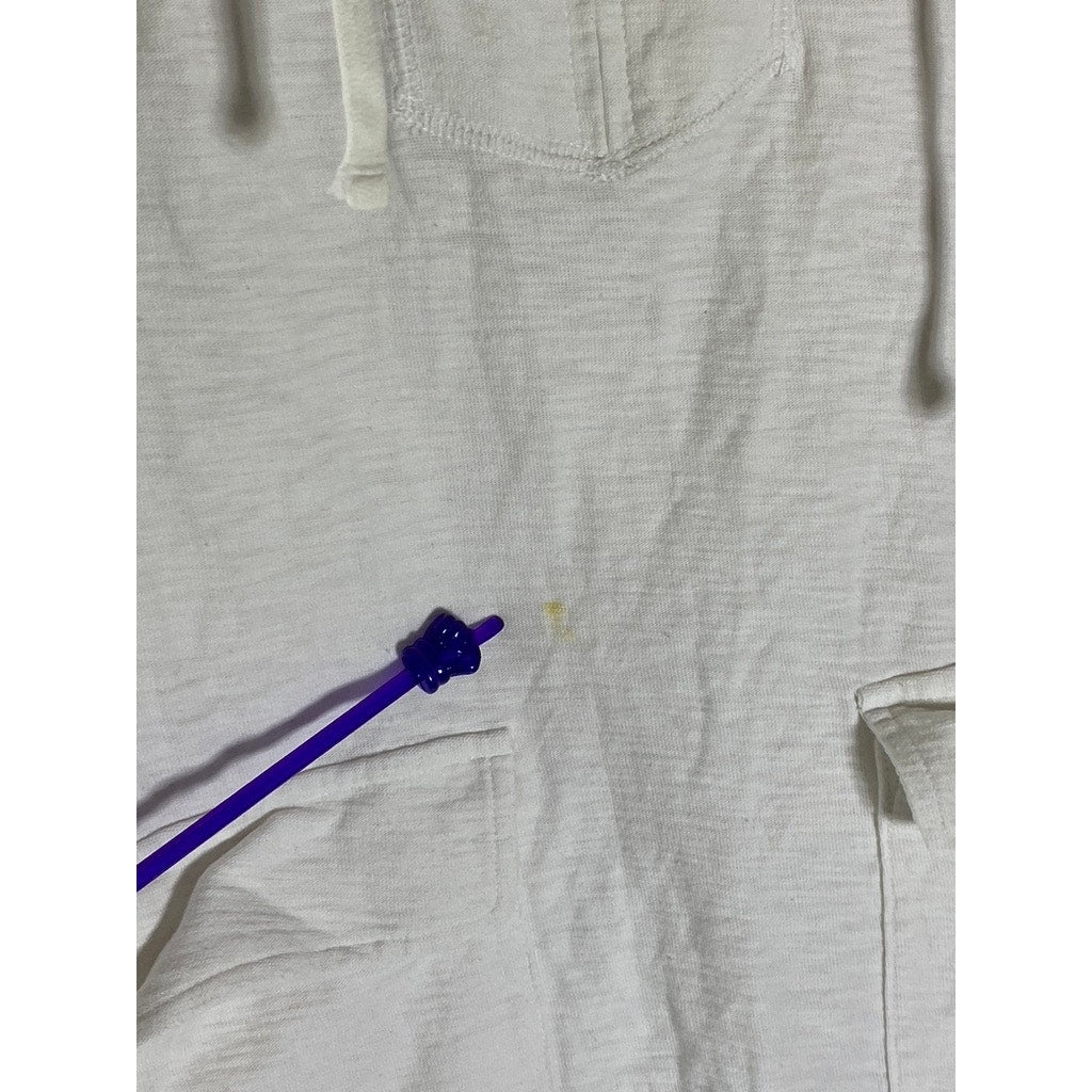 TOMMY BAHAMA Women's White Solid Quarter-Zip Hooded Drawstring Hem Sweater SZ M