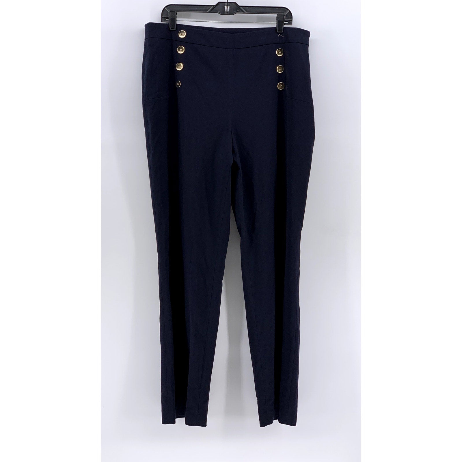 BAR III Women's Navy Gold-Tone Button Pants SZ 16