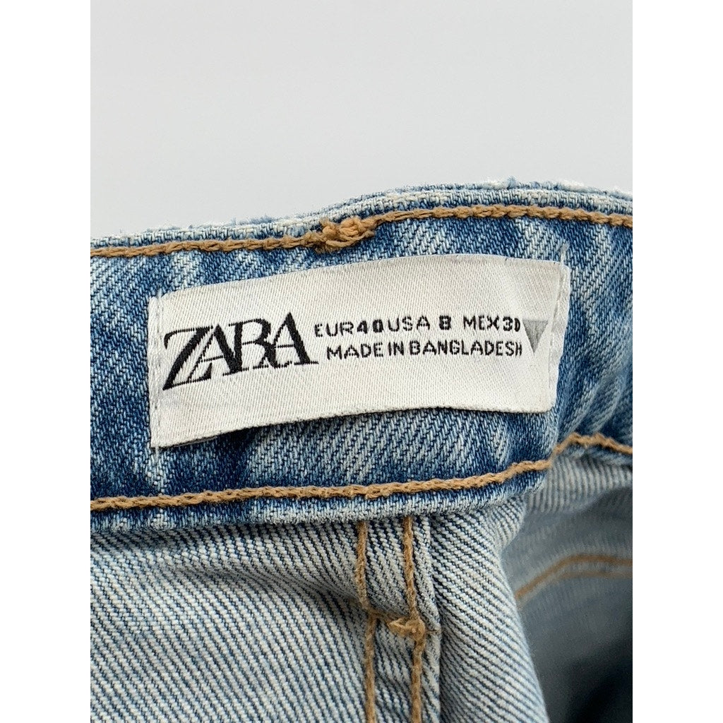 ZARA Women's Blue Denim Five-Pocket Skinny Leg Regular-Fit Jeans SZ 8
