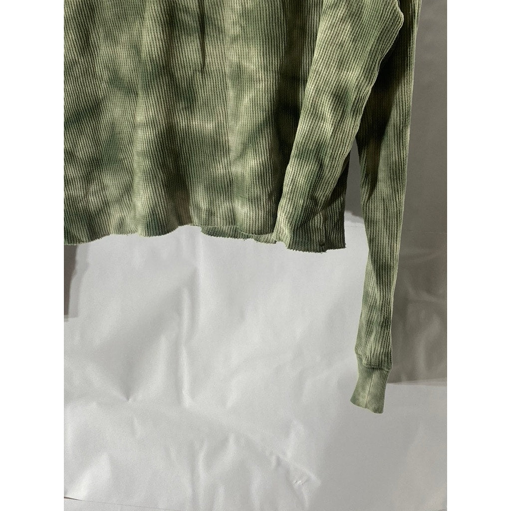 WILD FABLE Women's Green Tie-Dye Crewneck Long Sleeve Thermal Top SZ M