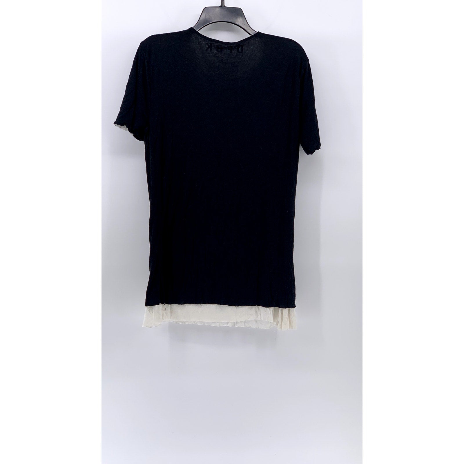 DFBK DEFEND BROOKLYN Women's Black-Cream Crewneck Short Sleeve Layered Top SZ L