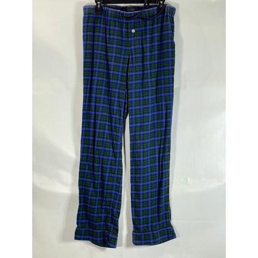 J.CREW Women's Blue/Green Plaid Vintage Drawstring Flannel Pajama Pant SZ M