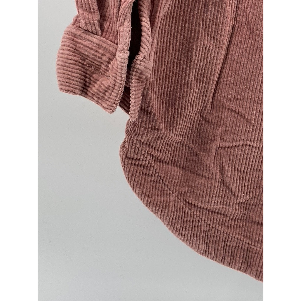 MAGALI PASCAL Women's Salmon Pink Corduroy Button-Up Long Sleeve Top SZ XS(4)