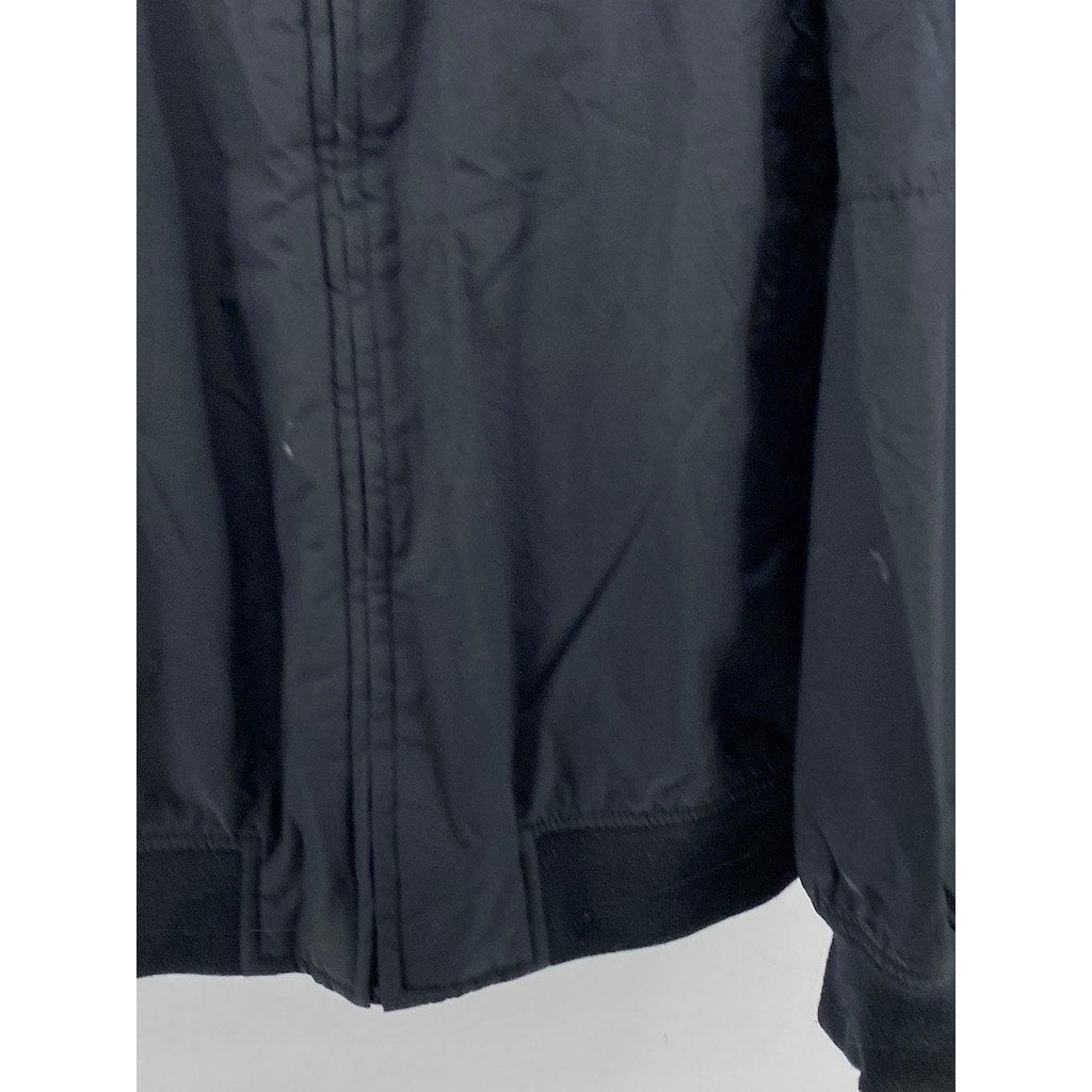 UNBRANDED Men's Navy Blue Mandarin Collar Long Sleeve Zip-Up Jacket SZ 2XL