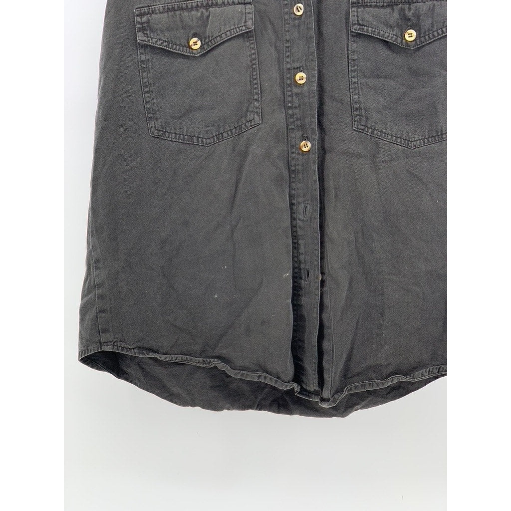 I AM Women's Vintage Black Button-Up Sleeveless Oversized Top SZ M