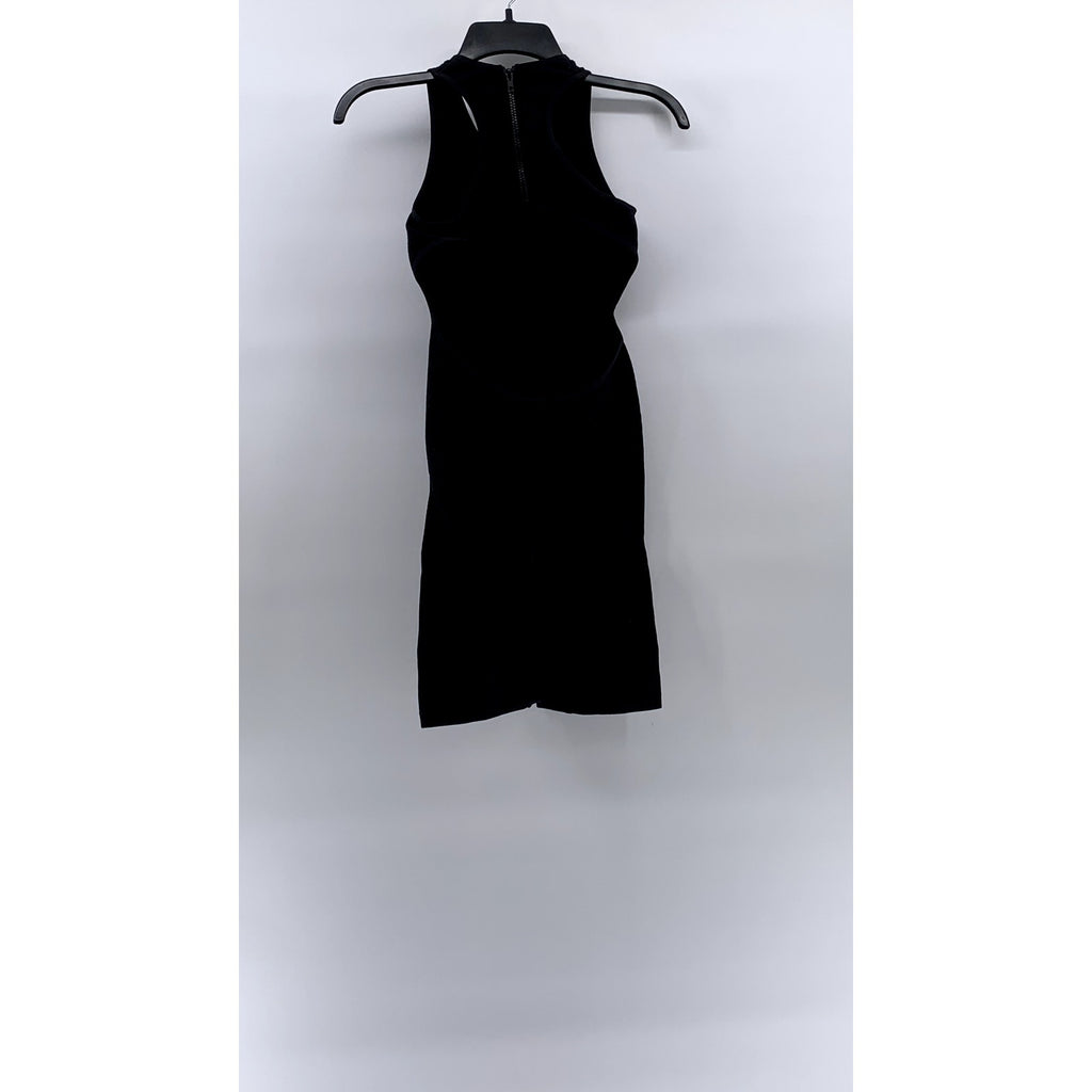 MADRAG Women's Black Ribbed Crewneck Cutout Sleeveless Romper SZ S/M