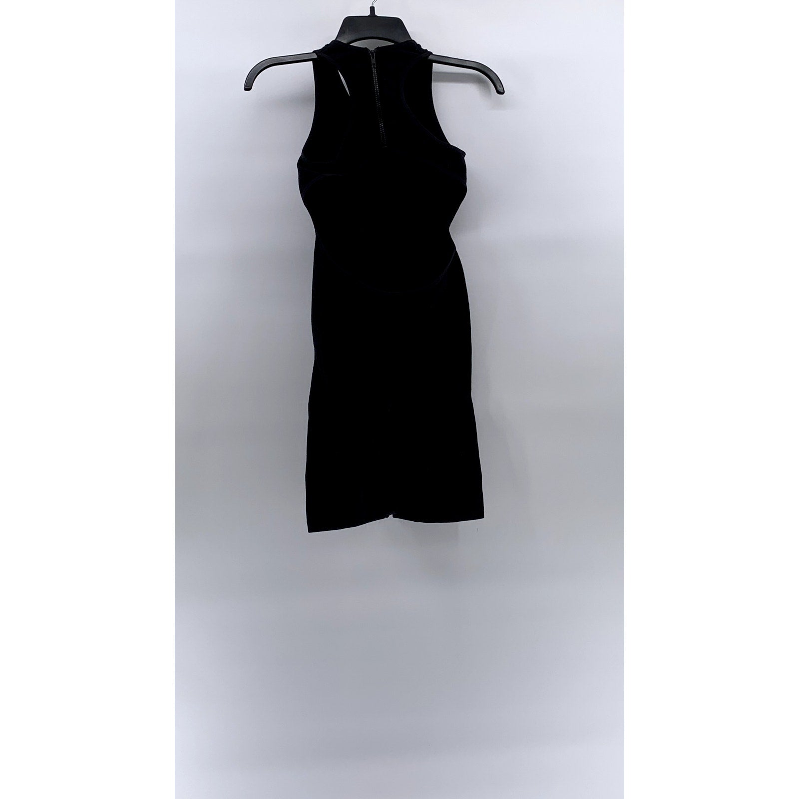 MADRAG Women's Black Ribbed Crewneck Cutout Sleeveless Romper SZ S/M