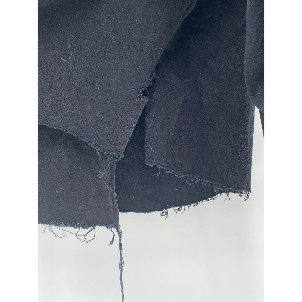 LEE Women’s Black Denim Frayed Cut-Off Hem Zip-Up Cropped Jean Jacket SZ L