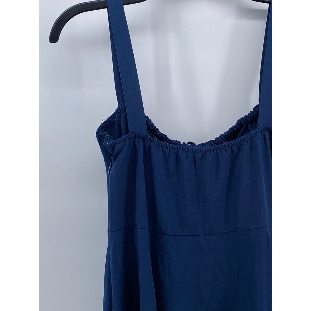 UNBRANDED Women's Dark Blue Solid Sweetheart-Neck Side Slit Maxi Dress SZ M