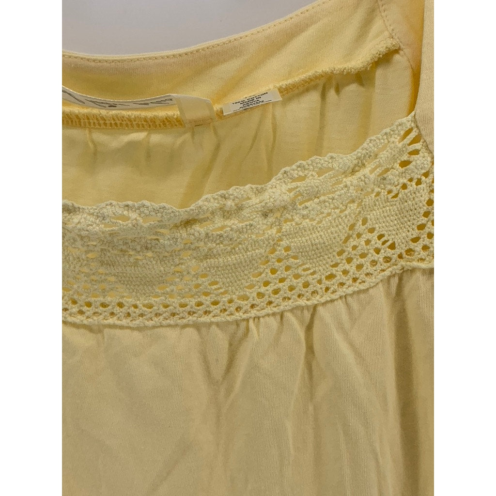 DEREK HEART PLUS Women's Yellow Crochet Trim Short Sleeve Top SZ 1X