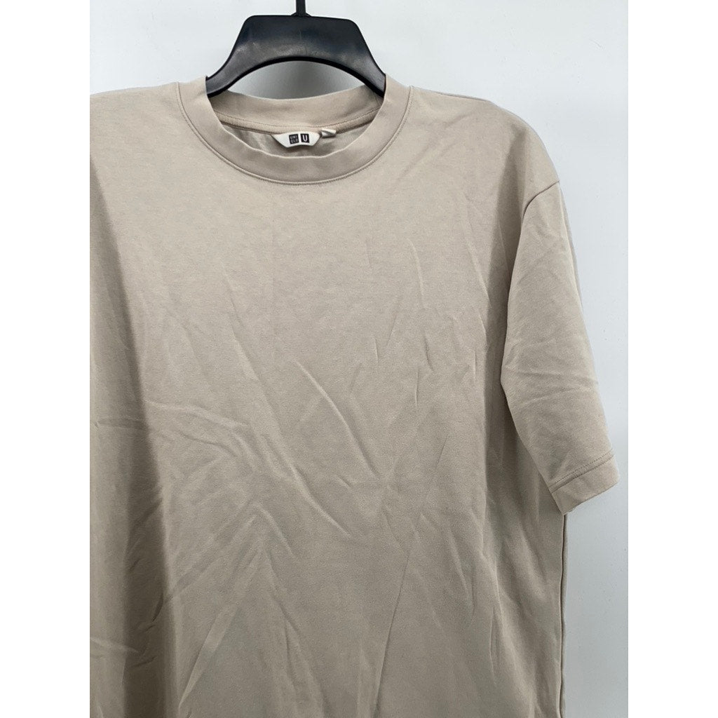 UNIQLO Men's Beige AIRism Crewneck Oversized Short Sleeve T-Shirt SZ M