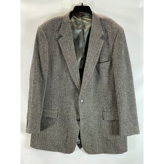 BROOKS BROTHERS 1818 Men's Vintage Long Gray Wool Herringbone Blazer SZ 48L
