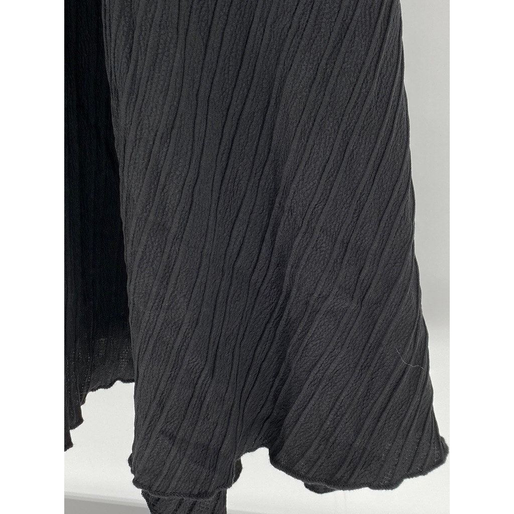 SHEIN Women's Black Ribbed Long-Sleeve V-Neck Maxi Dress SZ 12