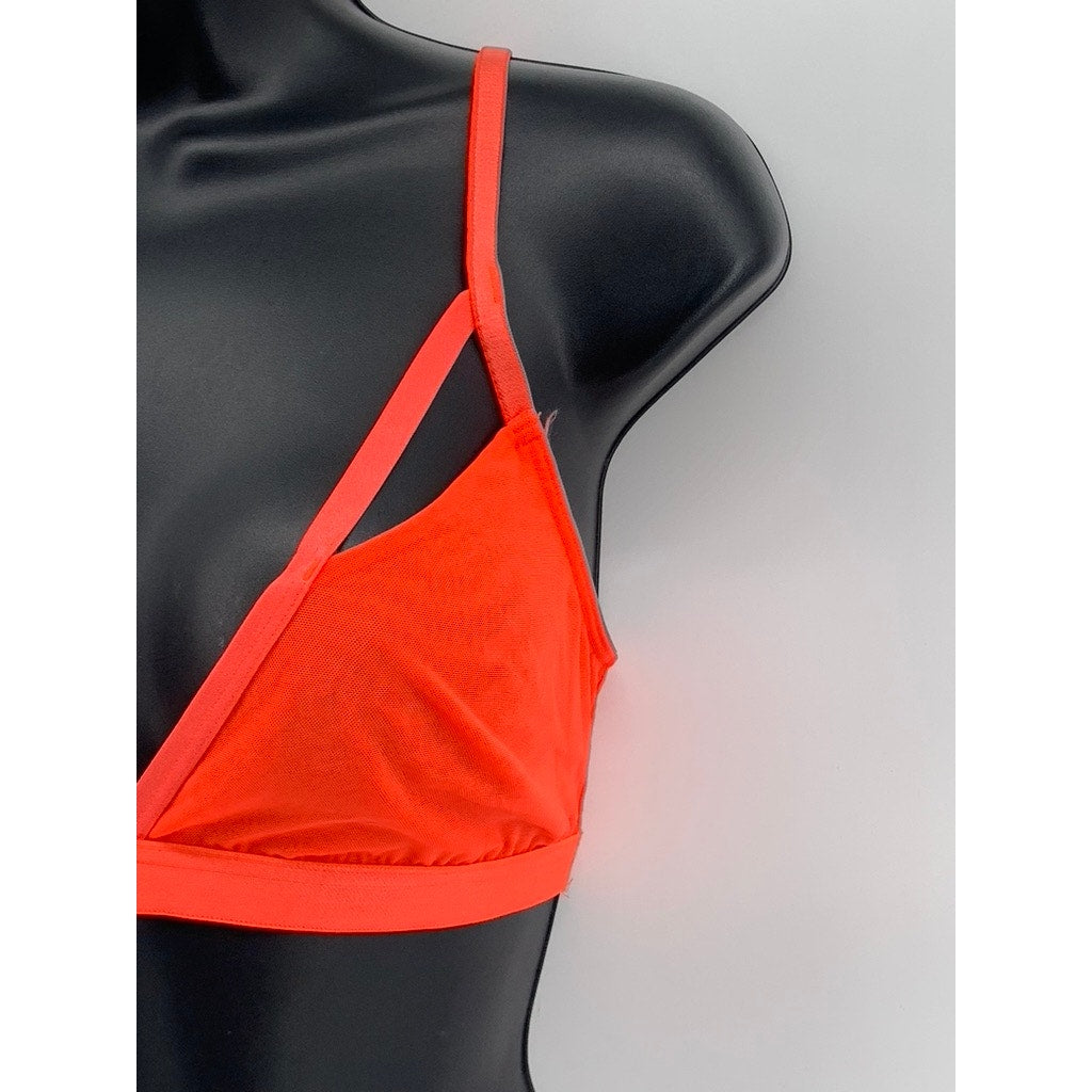 PARADE Women's Neon Orange Mesh Triangle Cutout Bra SZ M