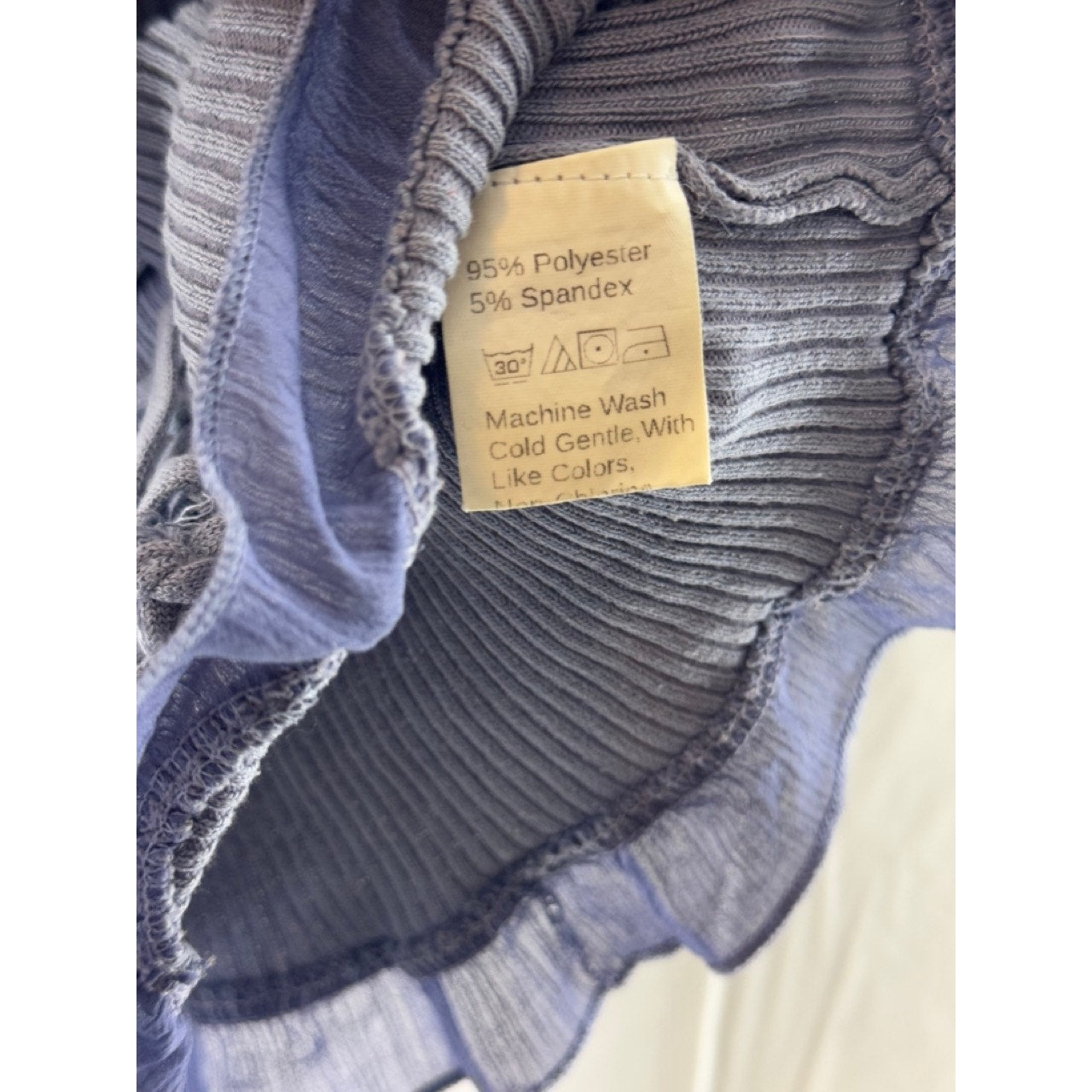 SHEIN Women's Blue Ruffle-Trim Lace-Up Front Ribbed Tank Top SZ S