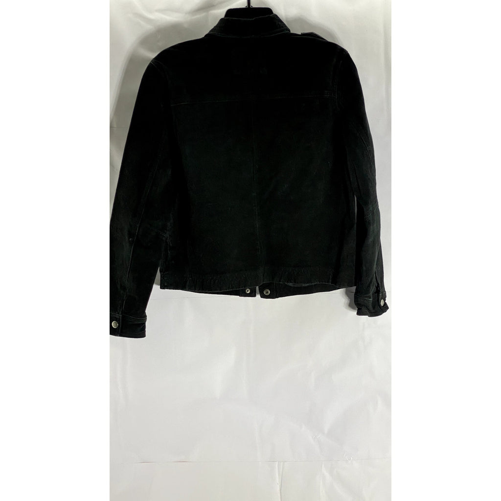 FOREVER 21 Women's Black Pigskin Leather Button-Up Jacket SZ M