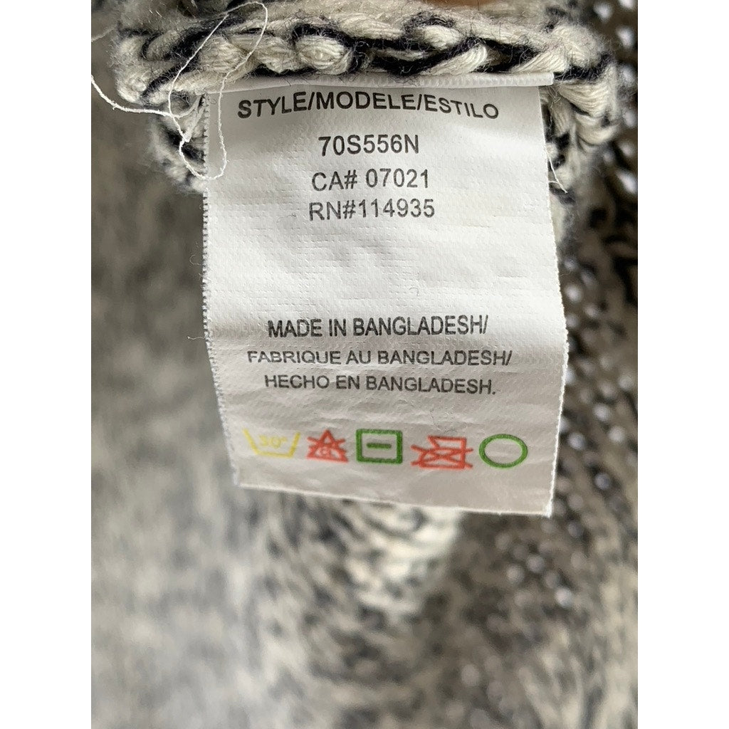 RDI Women's Beige-Black Marled V-Neck Elbow Patch Sweater SZ L