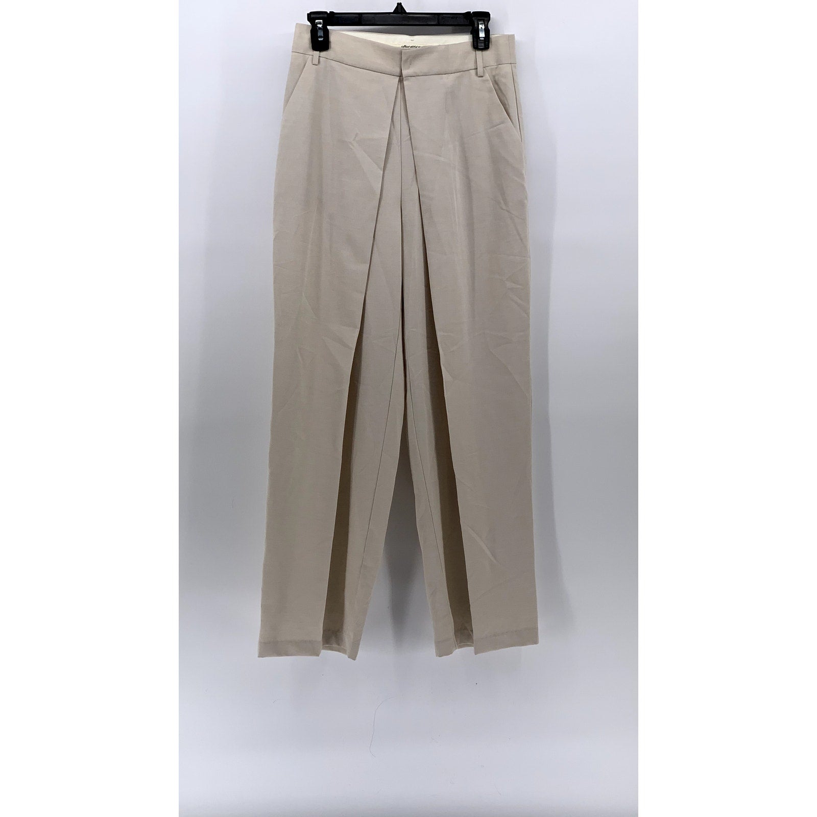 EFFERVESCENCE Women's Beige Wool-Blend Layered Straight-Leg High-Rise Pant SZ M