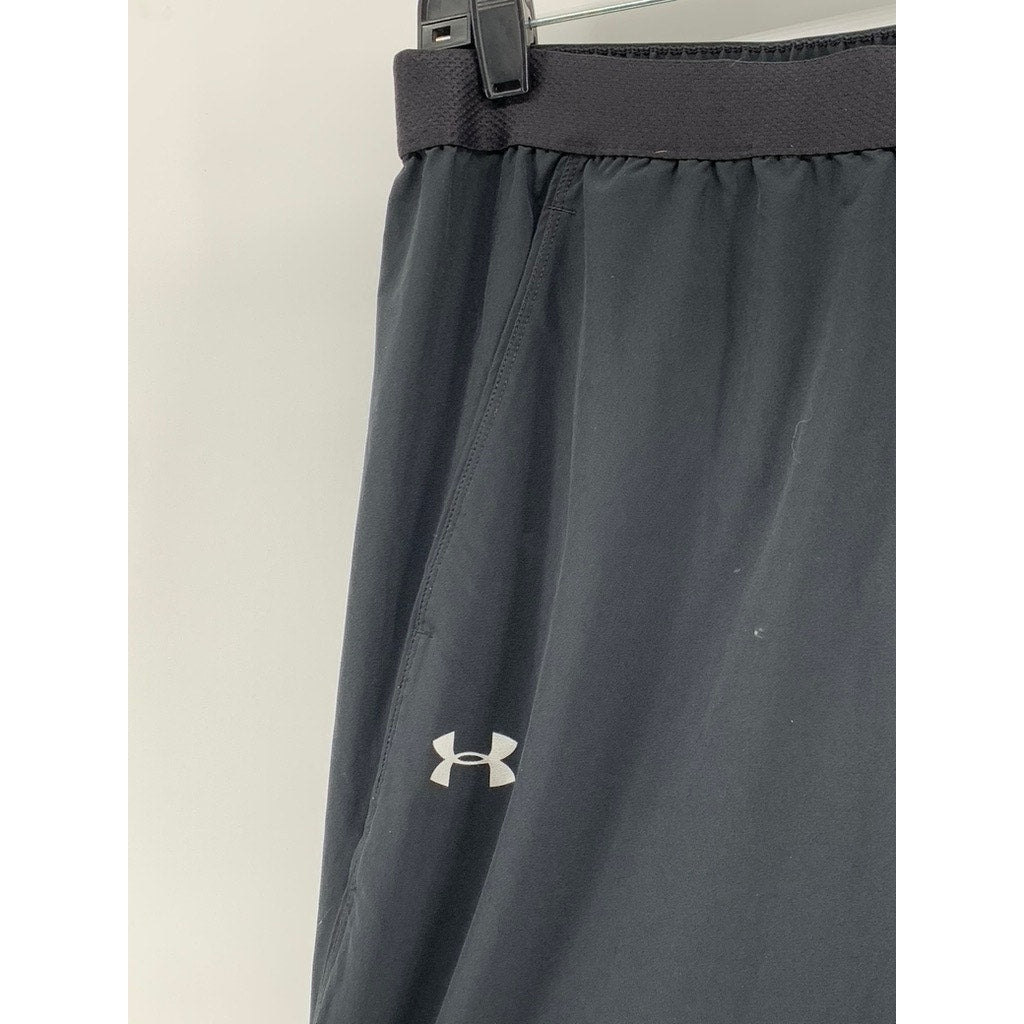 UNDER ARMOUR Women's Black Solid High-Rise Casual Loose Fit Pants SZ M