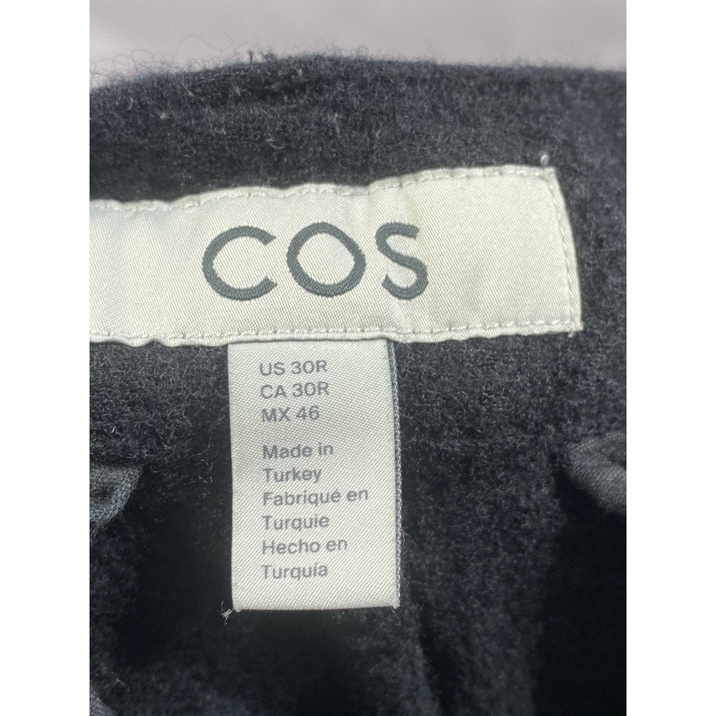 COS Men's Black Solid Wool-Blend Regular-Fit Slim-Leg Pant SZ 30R