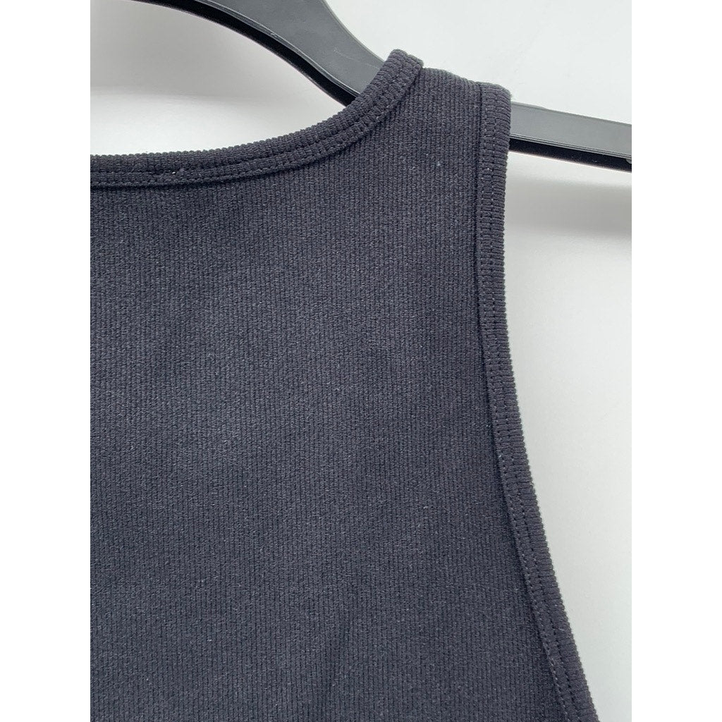 PULL & BEAR Women's Black Solid Sleeveless Gusset Bodysuit Top SZ S