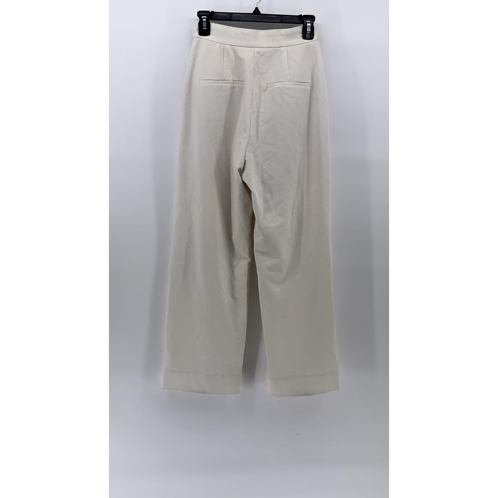 ESTELLA. K Women's Cream Pleated High-Rise Wide-Leg Pants SZ S