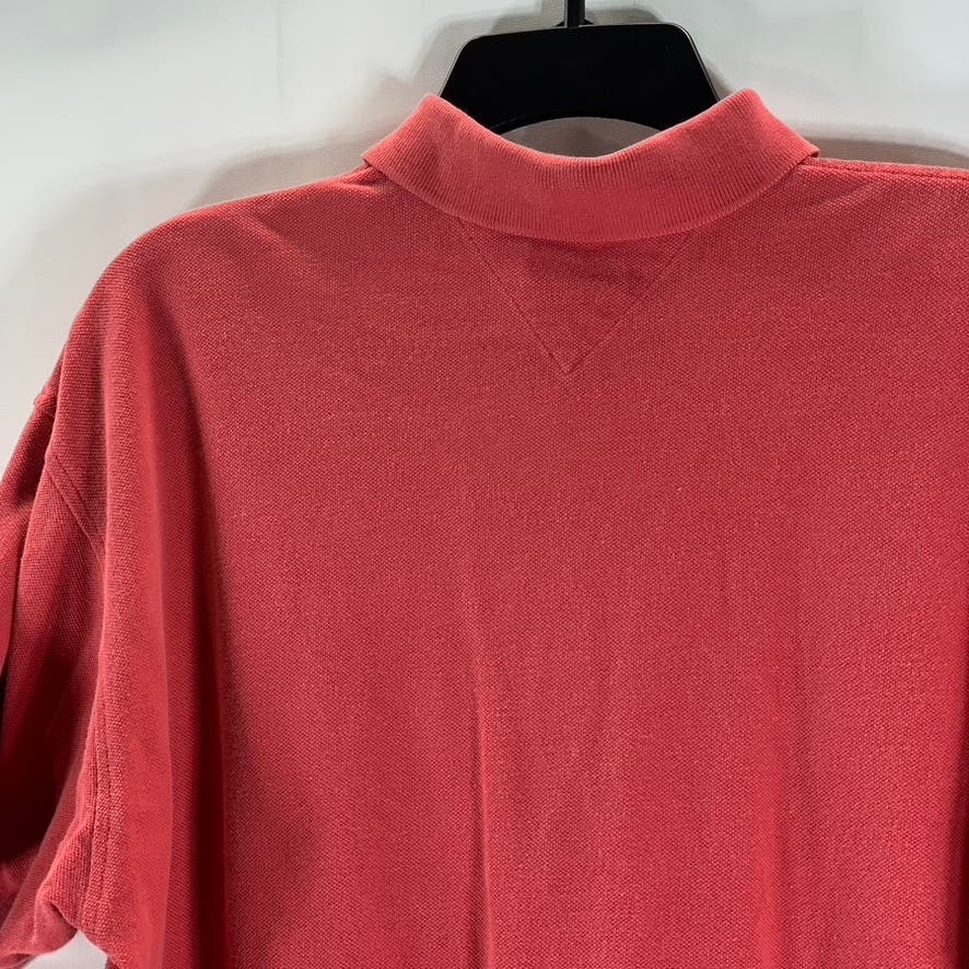 TOMMY HILFIGER Men's Red Solid Vintage Short Sleeve Polo Shirt SZ L