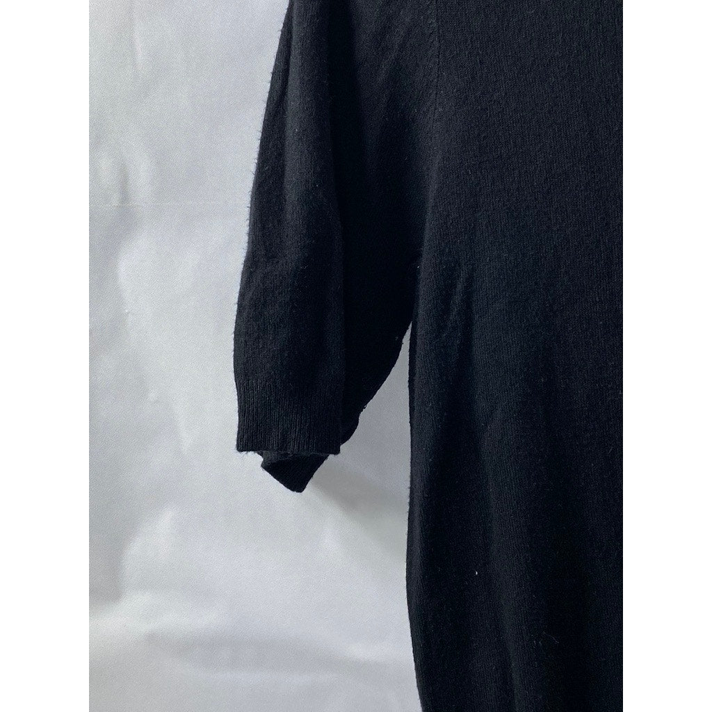 ZARA KNIT Women's Black Crewneck Short Sleeve Top SZ M