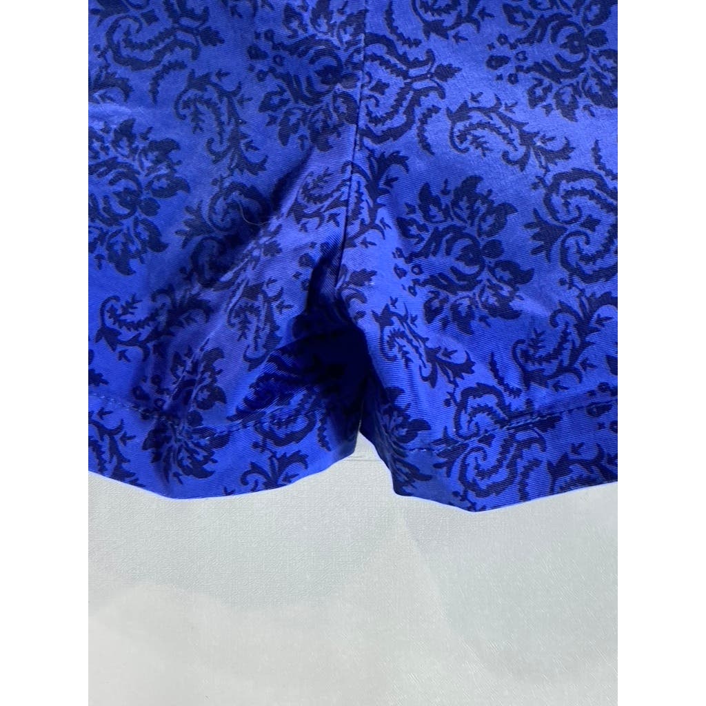 CYNTHIA ROWLEY Women's Royal Blue/Black Damask Print Chino Shorts SZ 2