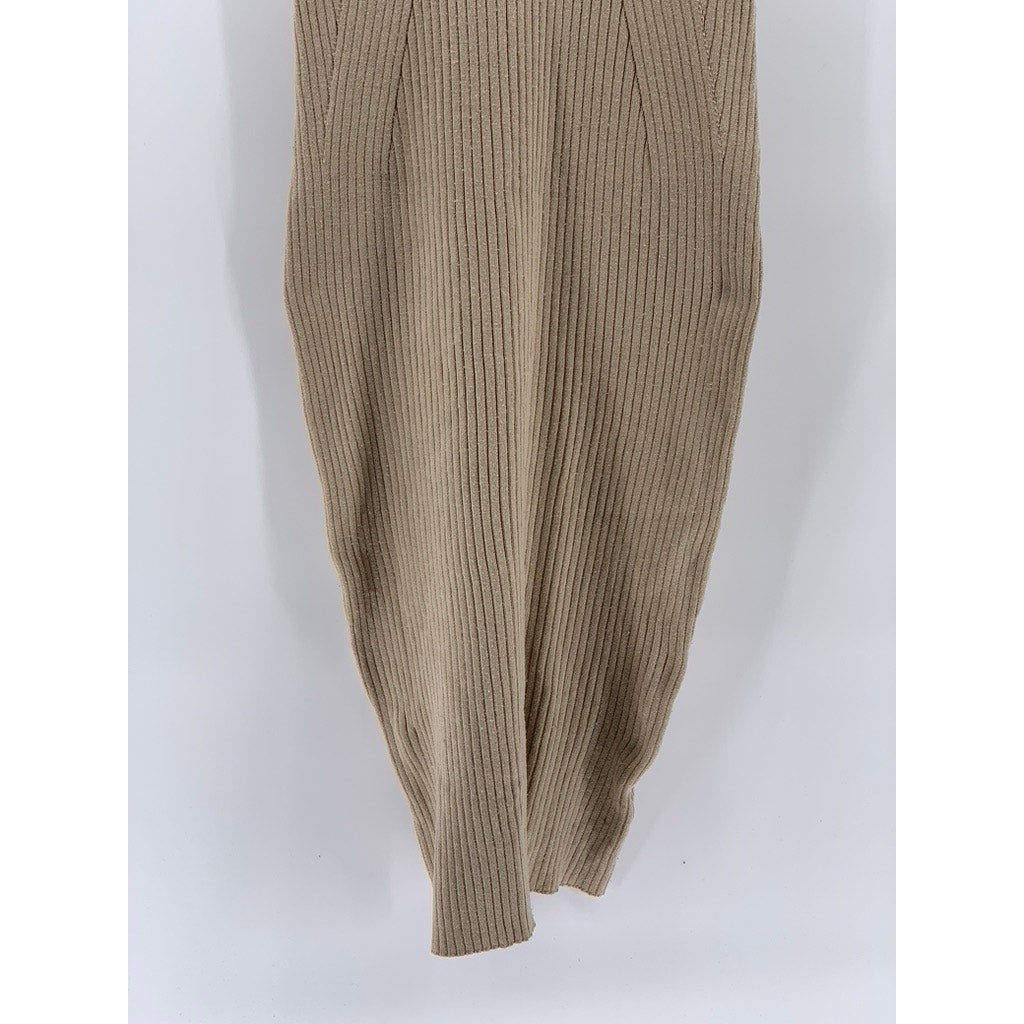 UNBRANDED Women's Rib Knit V-Neck Sleeveless Midi Bodycon Sweater Dress SZ S