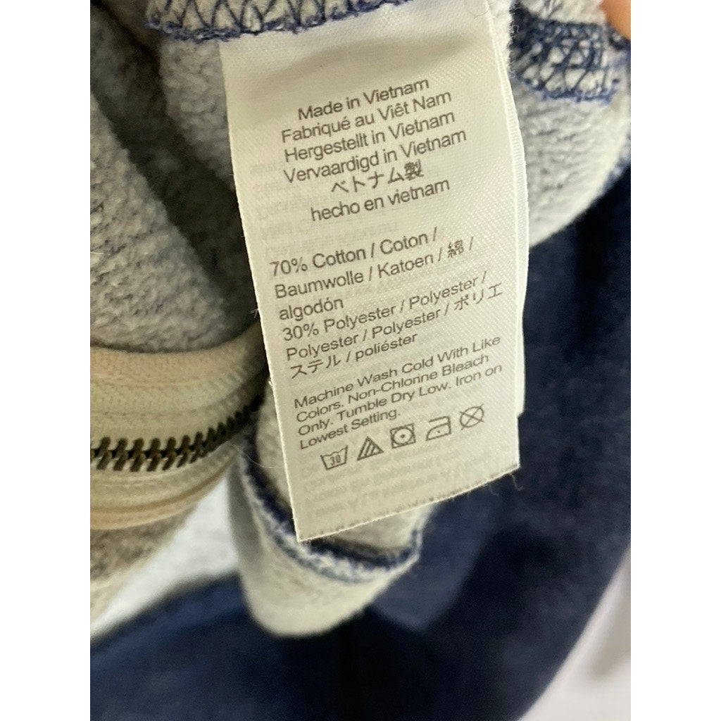 J.CREW Men's Dark Blue Marled Brushed Fleece Full-Zip Hooded Sweater SZ L