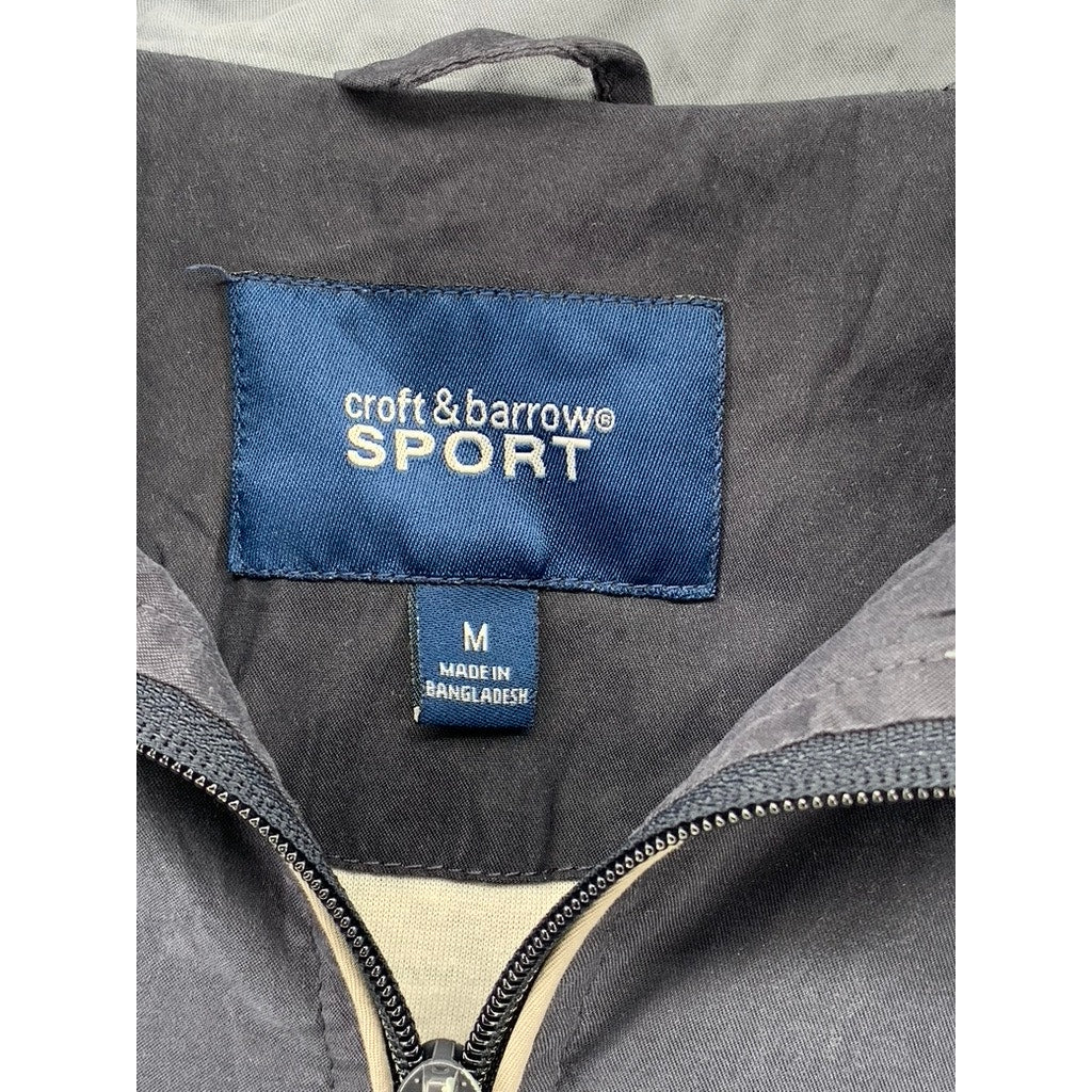 CROFT & BARROW SPORT Men's Navy Stand Collar Zip-Up Windbreaker Jacket SZ M