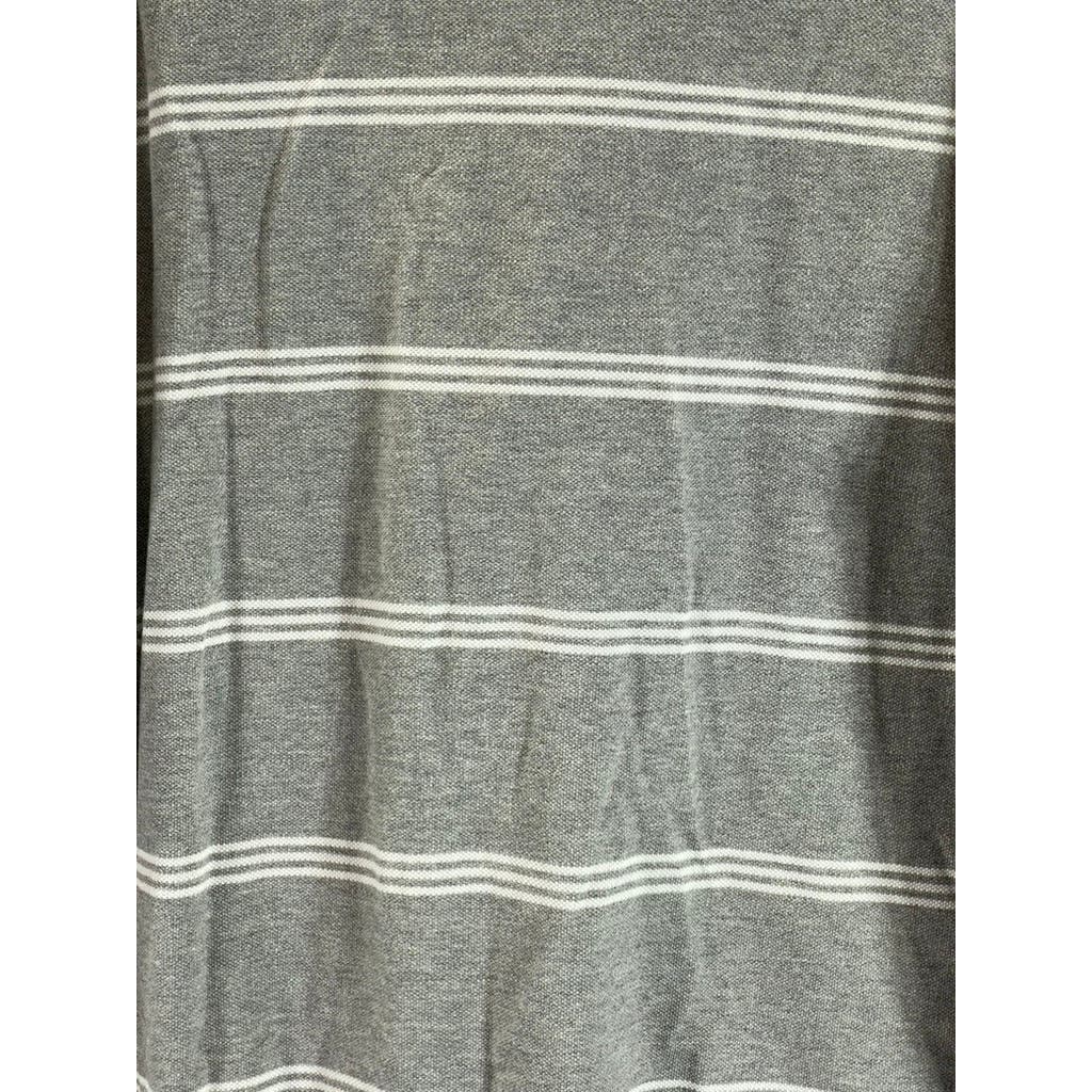 TOMMY HILFIGER Men's Gray Double-Striped Classic-Fit Short Sleeve Polo SZ 2XL