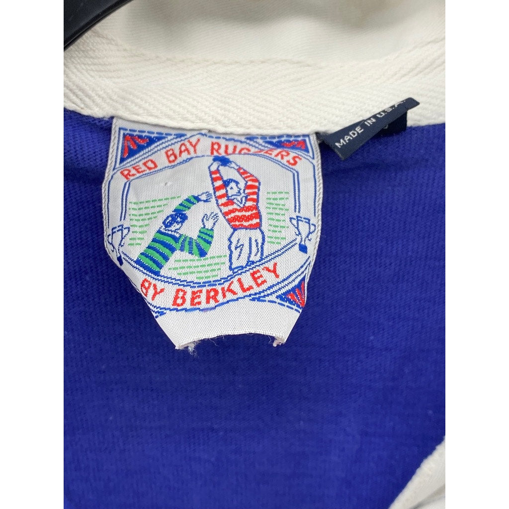 RED BAY RUGGERS BY BERKLEY Men's Vintage Royal Blue-Red Striped Polo Shirt SZ L