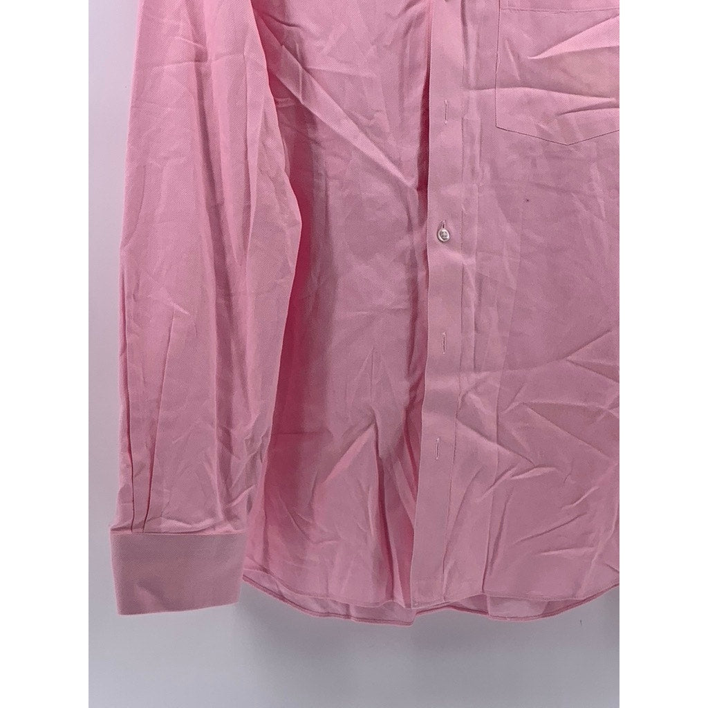 UNBRANDED Men's Pink Button-Up Long Sleeve Regular Fit Shirt SZ M