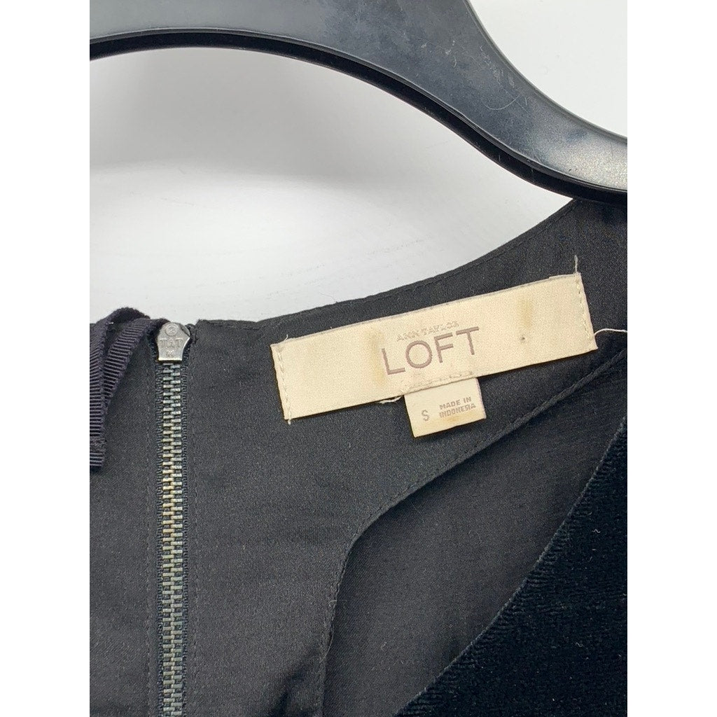ANN TAYLOR LOFT Women's Black Velour Blouse SZ S