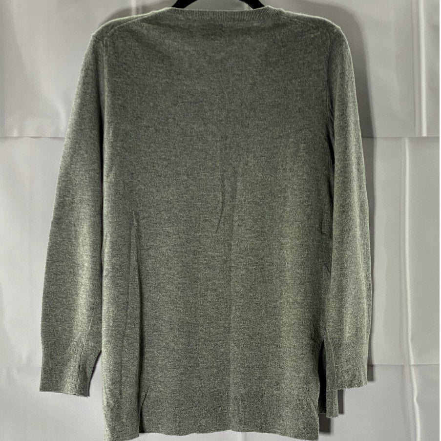 J. CREW Factory Gray Heather Women's Wool Blend V-Neck Tunic Hi-Lo Sweater SZ S