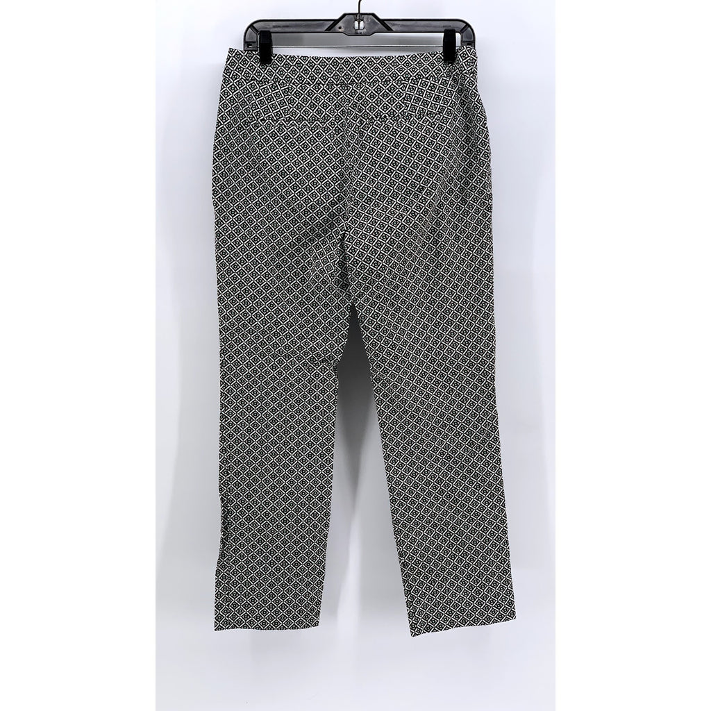DANA BUCHMAN Women's Black Printed Straight-Leg Pants SZ 6