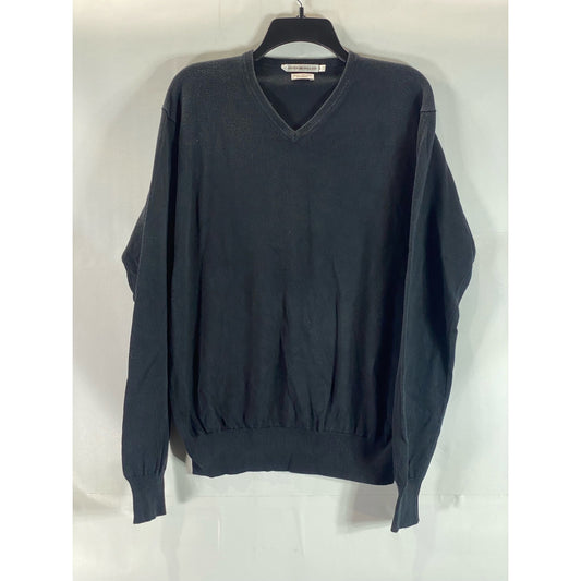 PETER MILLAR Men's Black V-Neck Silk Cotton Cashmere Pullover Sweater SZ L