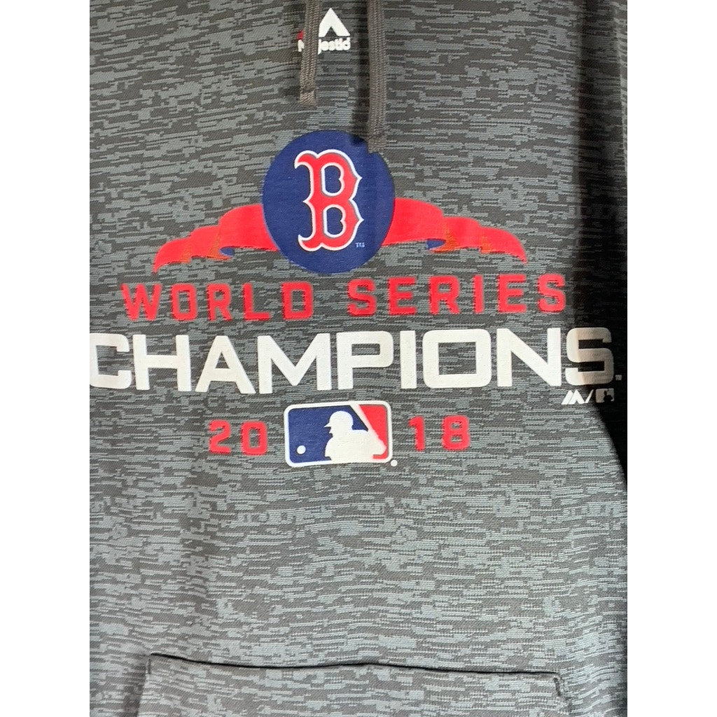 MAJESTIC Men's Gray Boston Red Sox World Series Champions Streak Hoodie SZ S