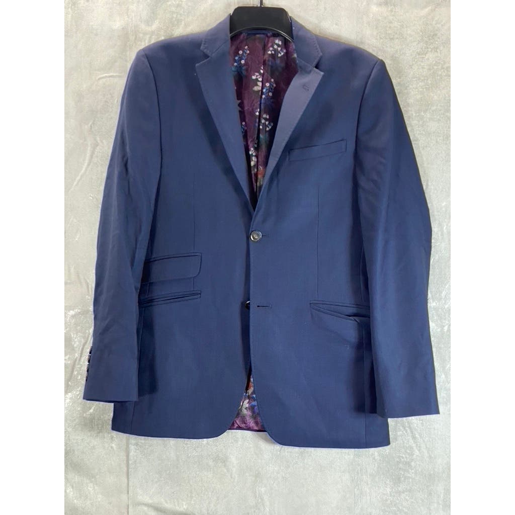 TED BAKER LONDON Men's Navy Regular-Fit Two-Button Wool Suit Jacket SZ 36R