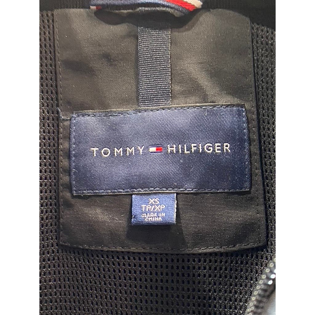 TOMMY HILFIGER Men's Black Solid Yacht Zip-Up Packable Hood Jacket SZ XS