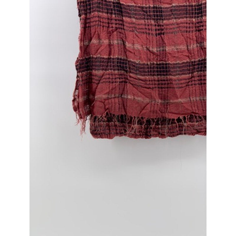 UNBRANDED Women’s Red Plaid Fringe Knit Sheer Scarf