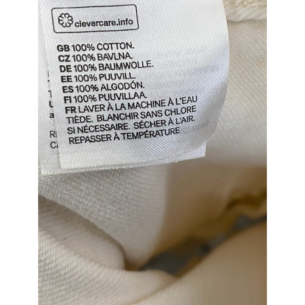 H&M Women's White & Denim Double Button Front-Zipper Raw Hem Mini Skirt SZ 2