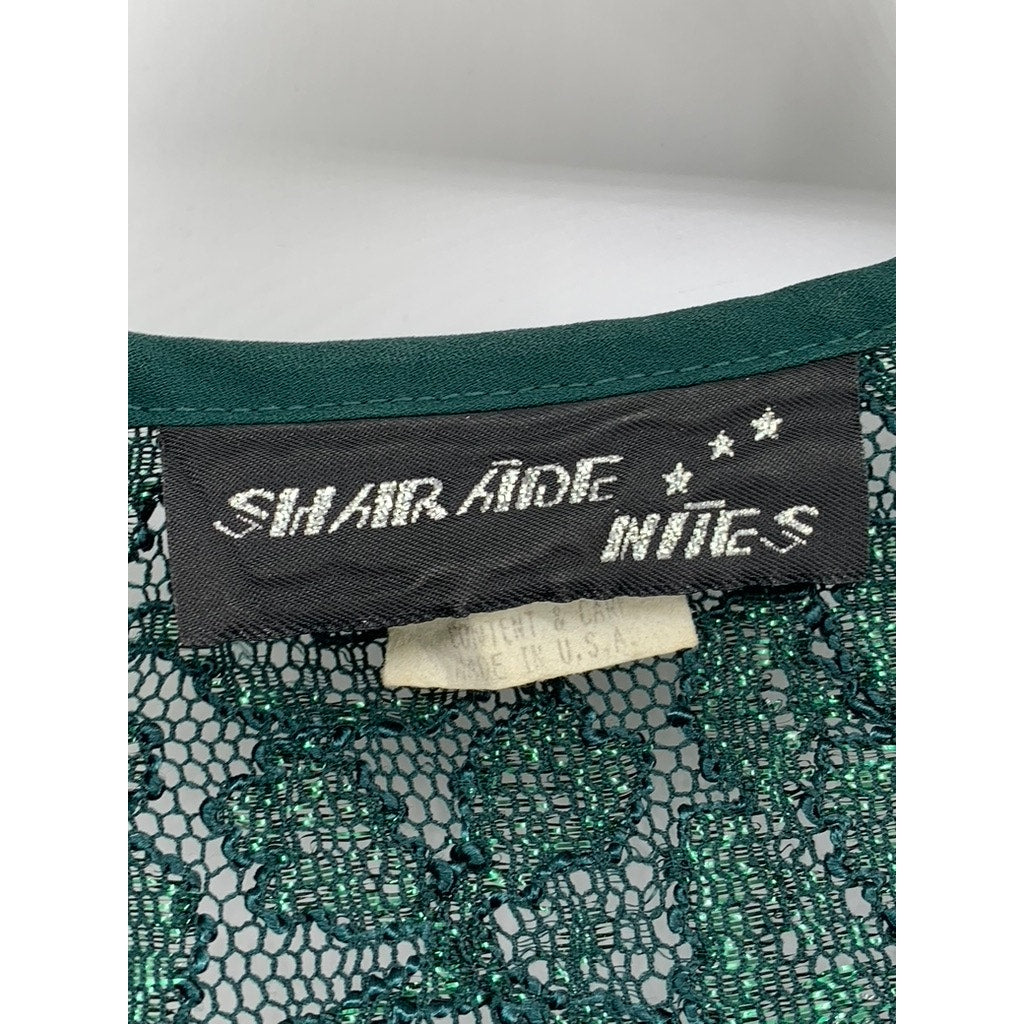 SHARADE NITES Women's Vintage Plus Dark Green Floral Lace Cardigan SZ 20W