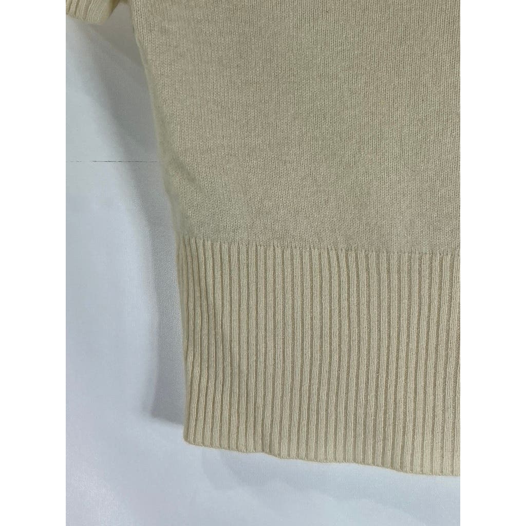 NAADAM Women's Beige Cashmere Crewneck Short Sleeve Pullover Crop Top SZ 2XS